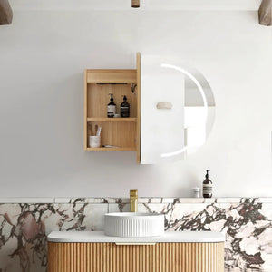 OTTI BONDI WOODLAND OAK LED SHAVING CABINET WITH POWERPOINT 3 COLOUR LIGHTS 900X600MM