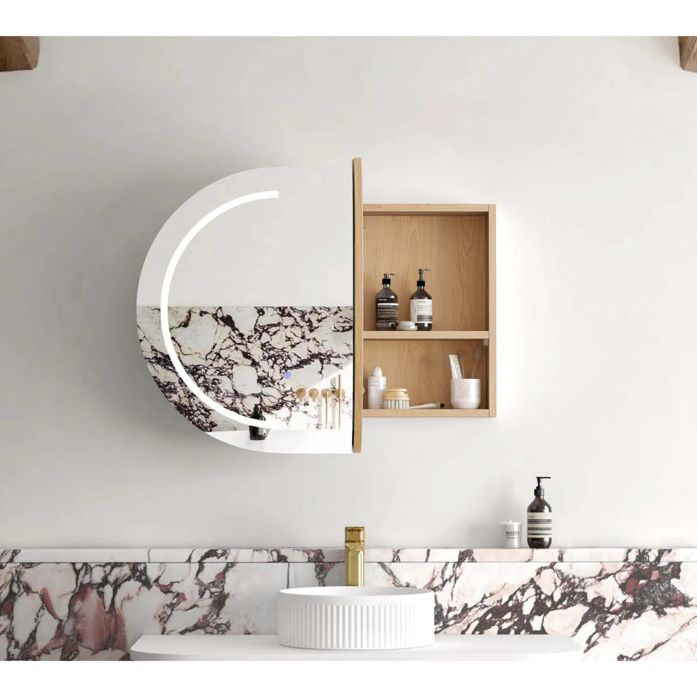 OTTI BONDI WOODLAND OAK LED SHAVING CABINET WITH POWERPOINT 3 COLOUR LIGHTS 900X600MM