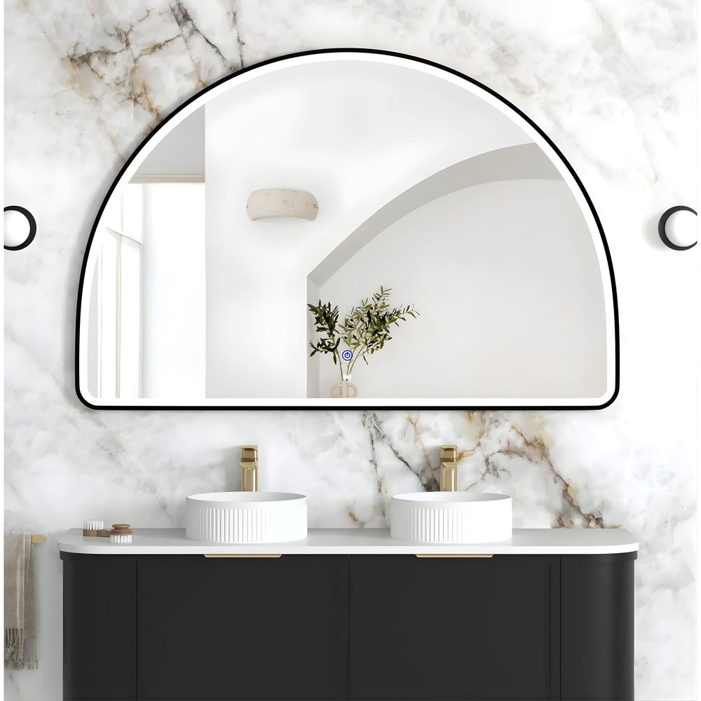 OTTI MOONLIGHT ARCHIE METAL FRAMED LED MIRROR BLACK 1500X1000MM