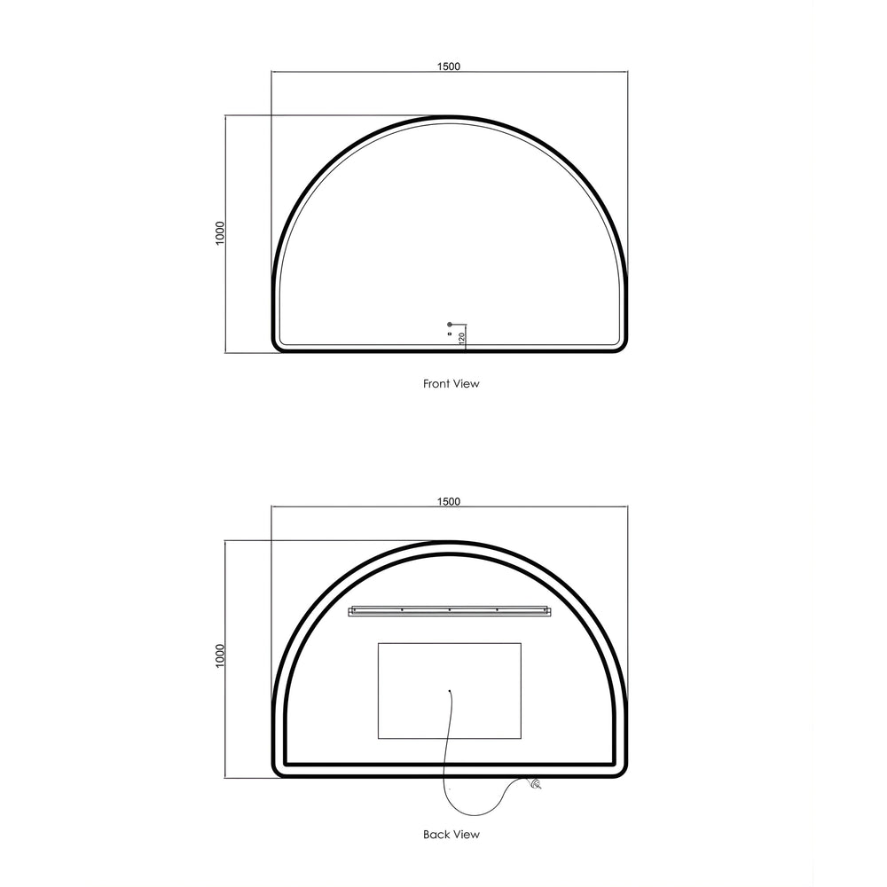 OTTI MOONLIGHT ARCHIE METAL FRAMED LED MIRROR GOLD 1500X1000MM