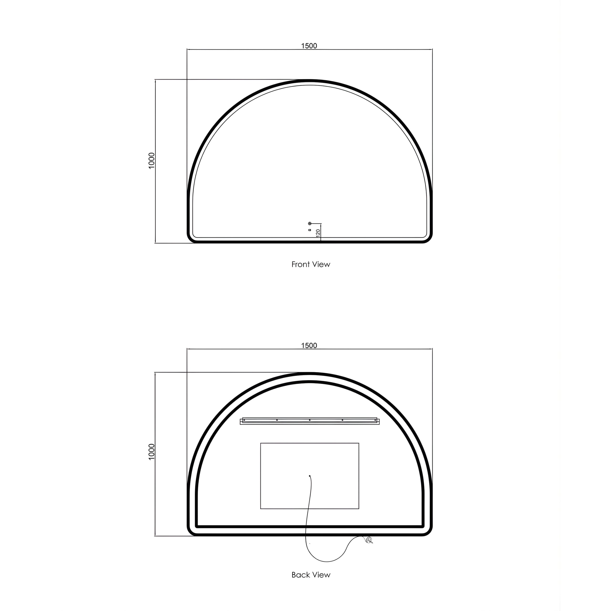 OTTI MOONLIGHT ARCHIE METAL FRAMED LED MIRROR GOLD 1500X1000MM