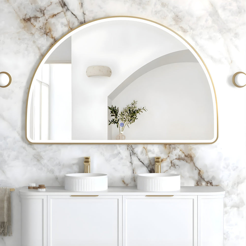 OTTI MOONLIGHT ARCHIE METAL FRAMED LED MIRROR GOLD 1500X1000MM