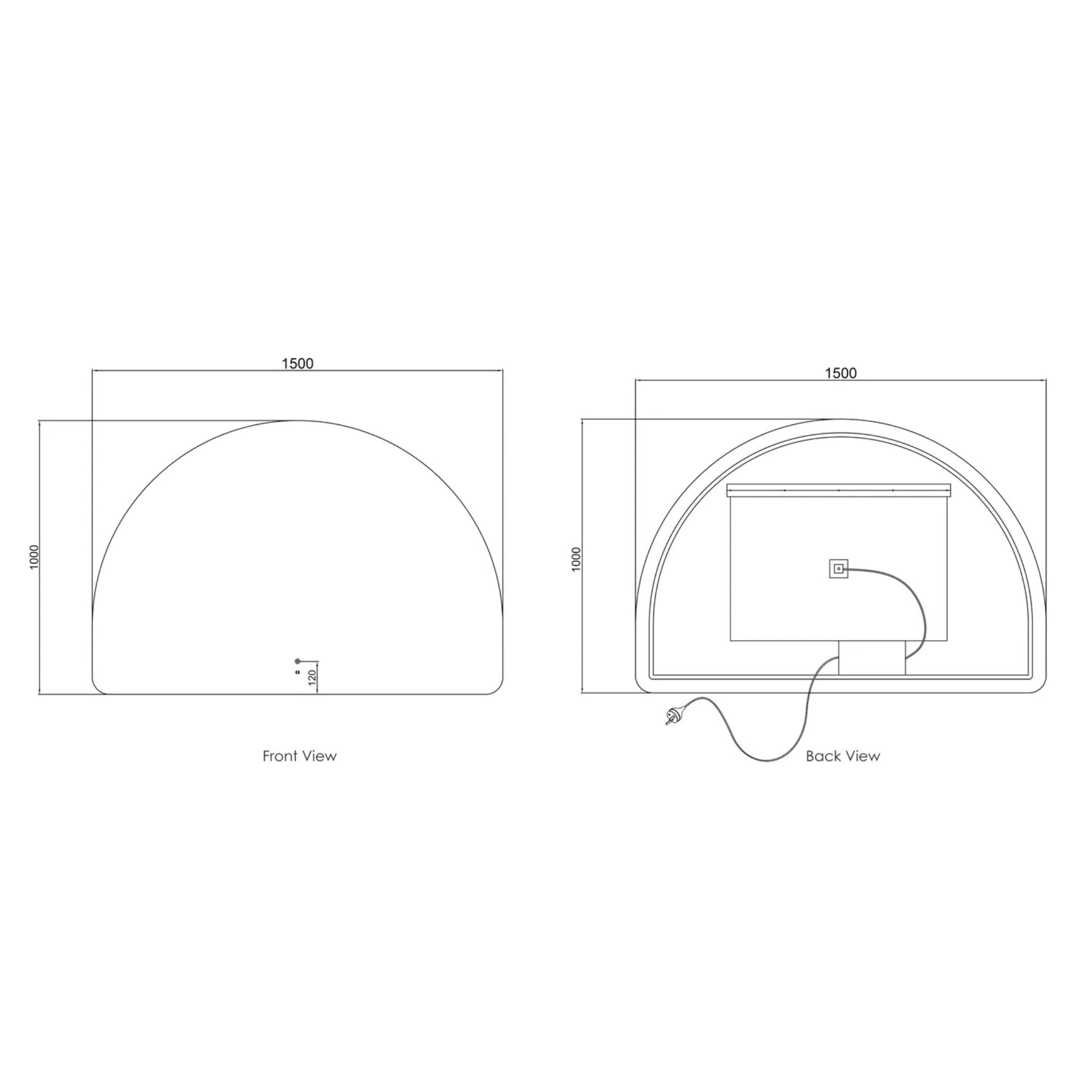 OTTI MOONLIGHT ARCHIE FRAMELESS LED MIRROR 1500X1000MM
