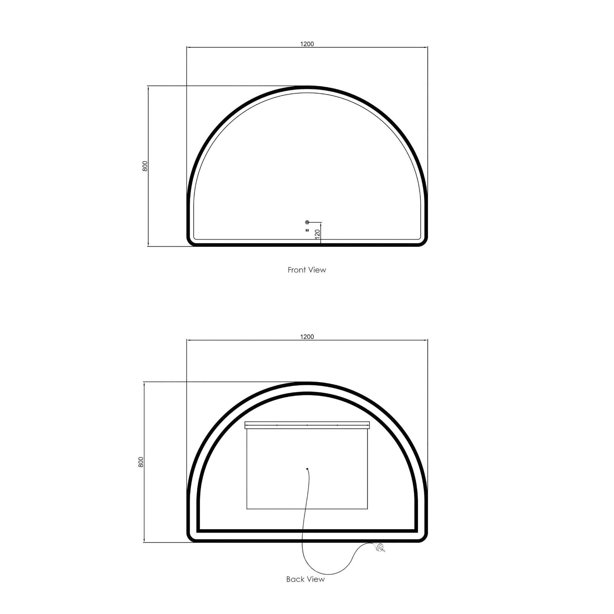 OTTI MOONLIGHT ARCHIE METAL FRAMED LED MIRROR GOLD 1200X800MM