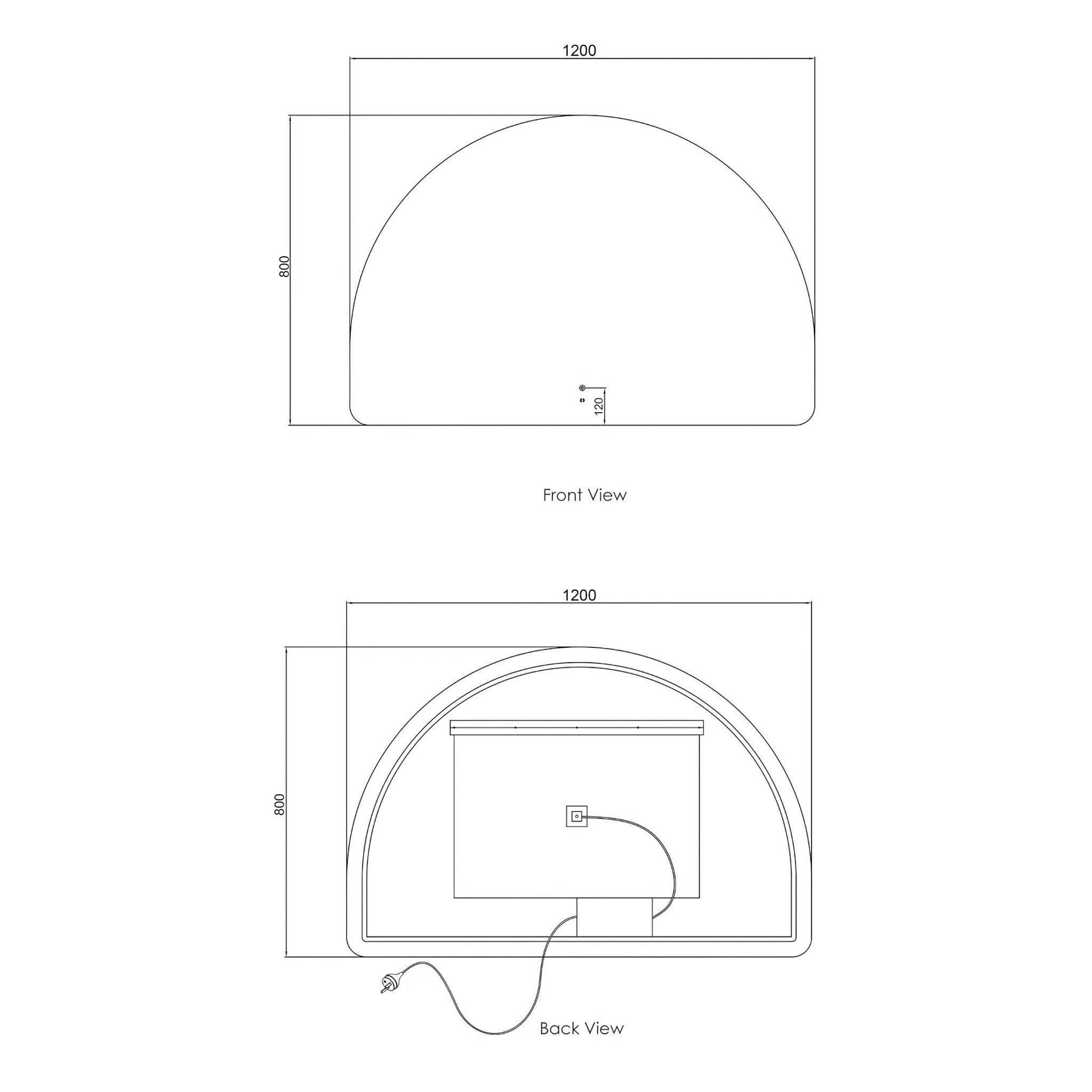 OTTI MOONLIGHT ARCHIE FRAMELESS LED MIRROR 1200X800MM