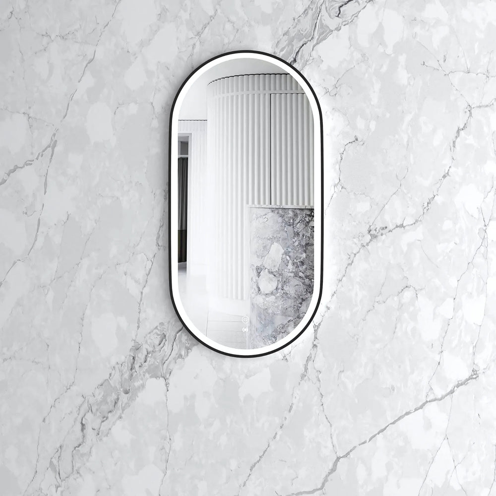 OTTI NOOSA METAL FRAMED LED MIRROR MATTE BLACK 450X900MM