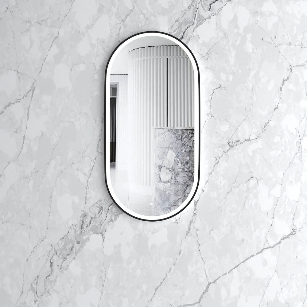 OTTI NOOSA METAL FRAMED LED MIRROR MATTE BLACK 450X900MM