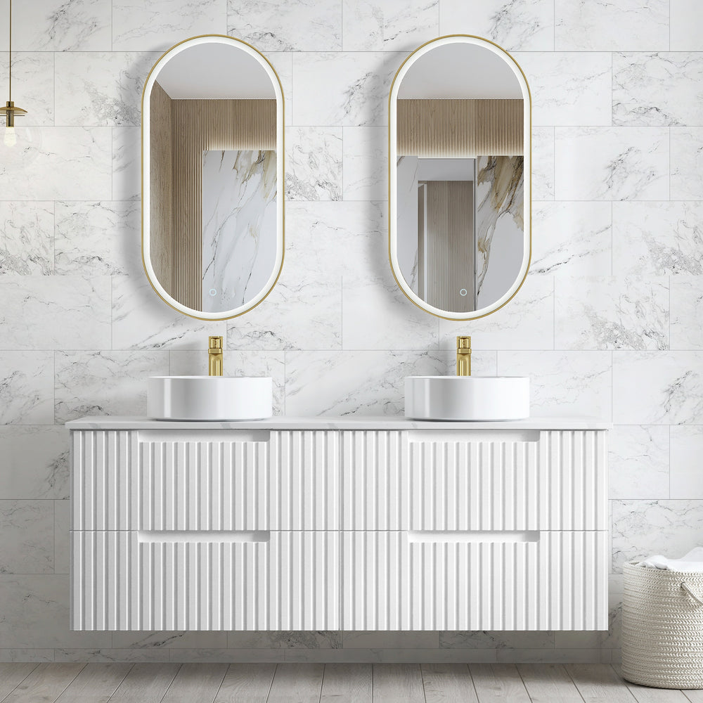 OTTI NOOSA FRAMED OVAL LED MIRROR 3 COLOUR LIGHTS BRUSHED GOLD 450X900MM