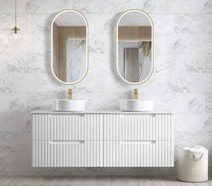 OTTI NOOSA FRAMED OVAL LED MIRROR 3 COLOUR LIGHTS BRUSHED GOLD 450X900MM