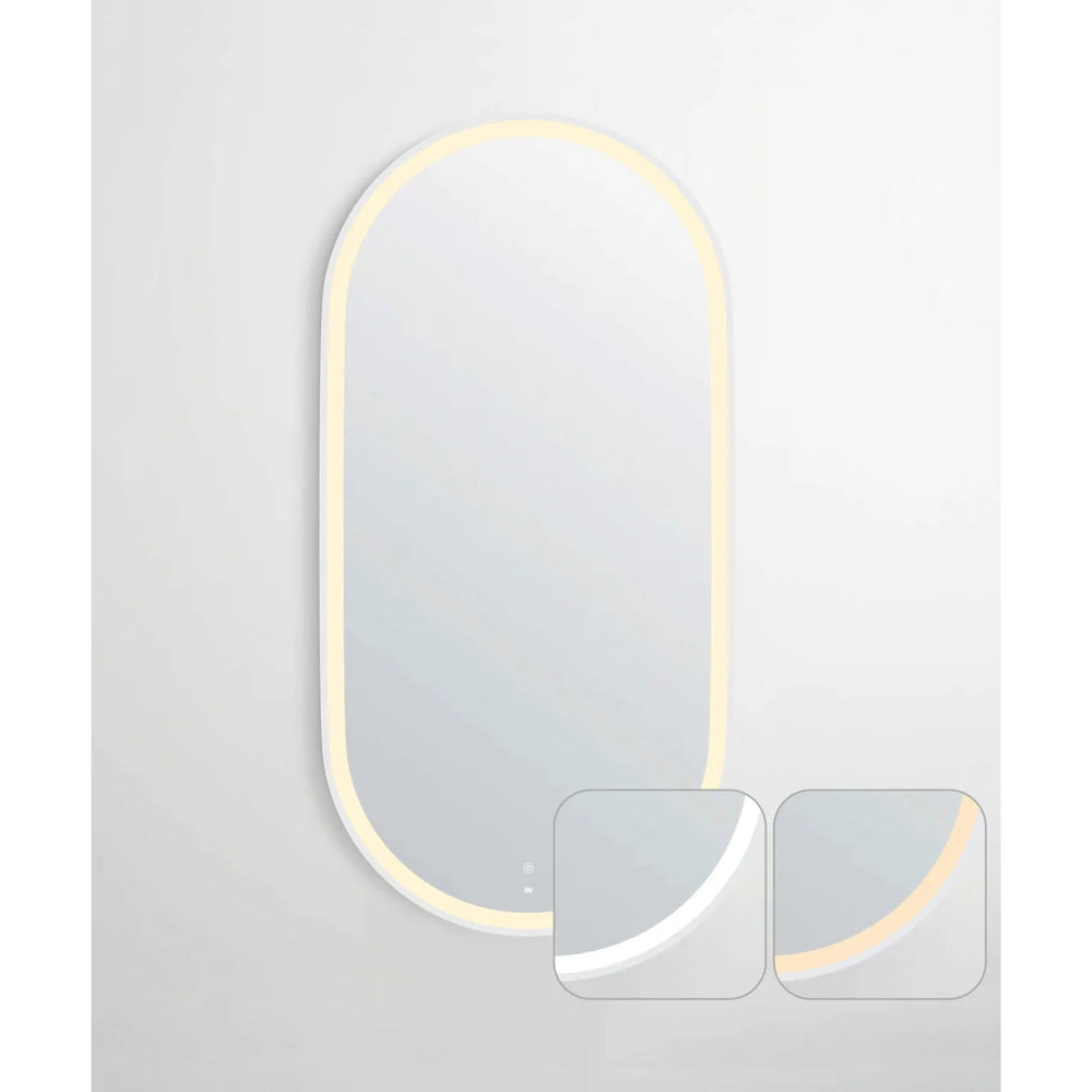 OTTI NOOSA METAL FRAMED LED MIRROR 3 COLOUR LIGHTS MATTE WHITE 450X900MM