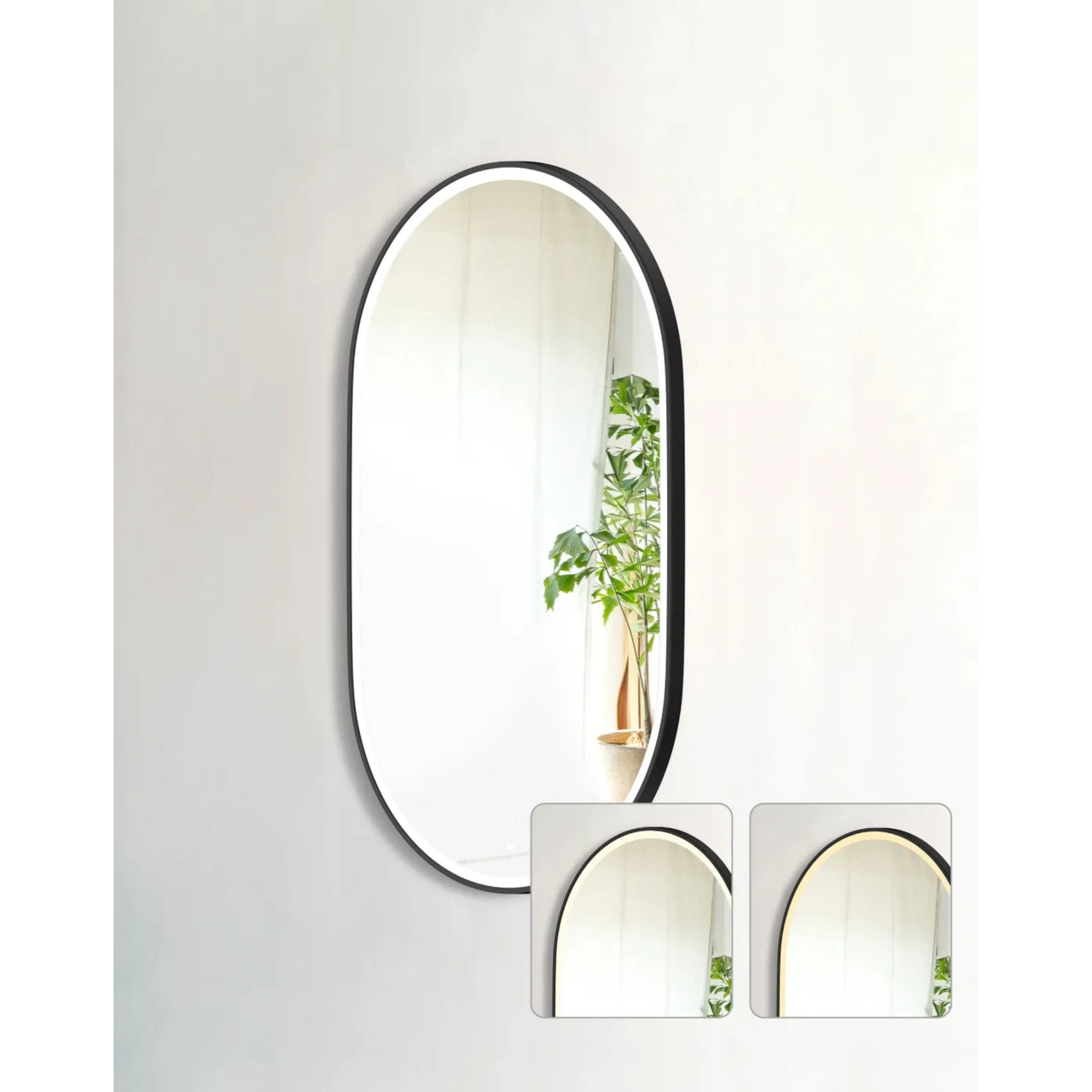 OTTI NOOSA METAL FRAMED LED MIRROR MATTE BLACK 750X1200MM