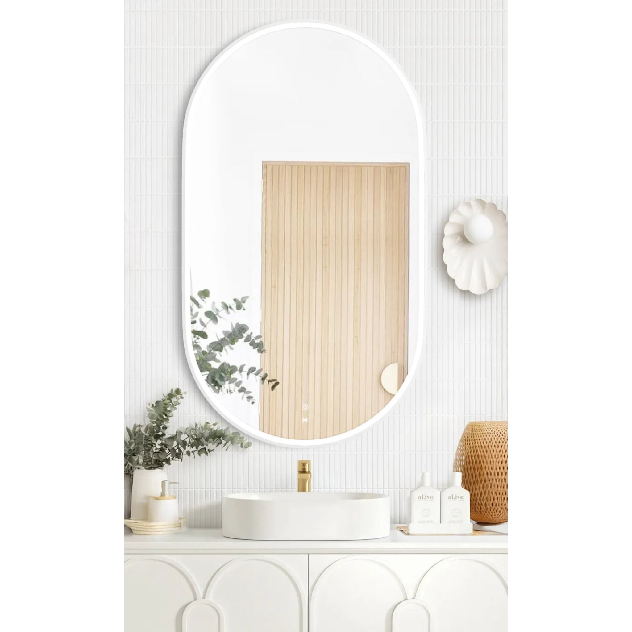 OTTI NOOSA METAL FRAMED LED MIRROR MATTE WHITE 750X1200MM