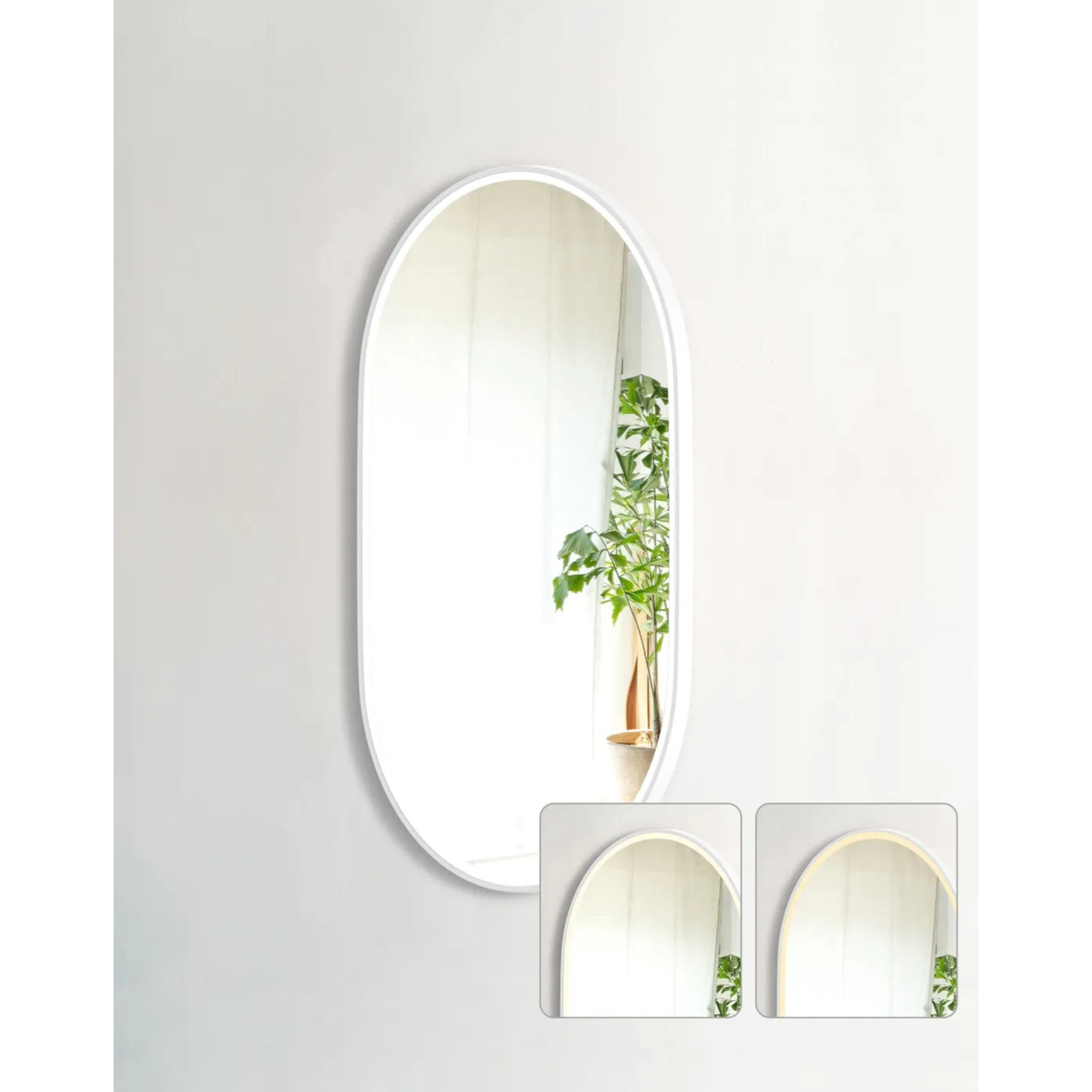 OTTI NOOSA METAL FRAMED LED MIRROR MATTE WHITE 750X1200MM