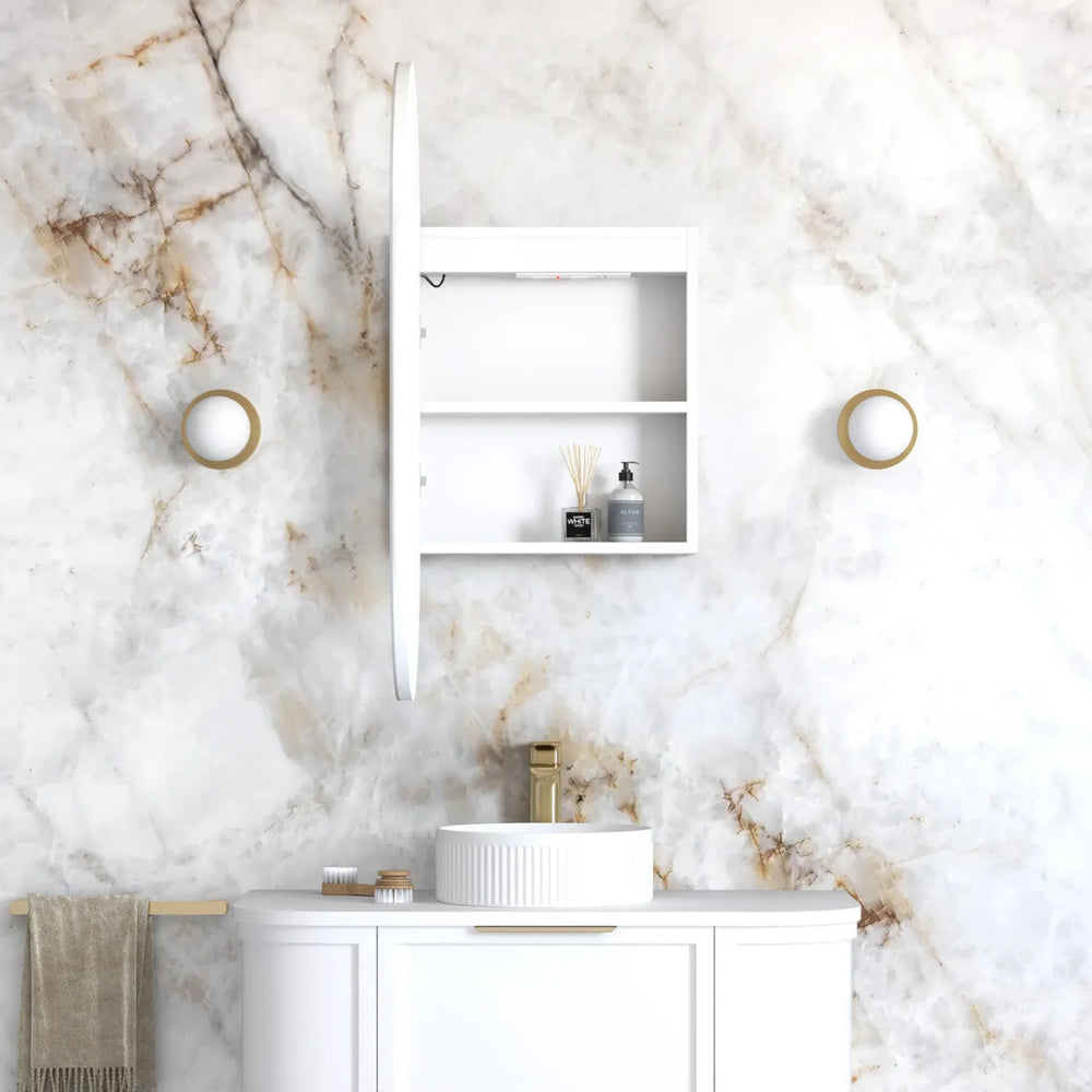 OTTI NOOSA MATTE WHITE LED SHAVING CABINET WITH POWERPOINT 450X900MM