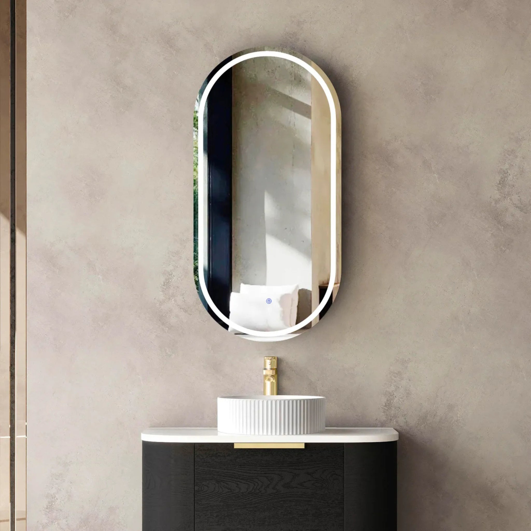 OTTI NOOSA BLACK OAK LED SHAVING CABINET WITH POWERPOINT 450X900MM