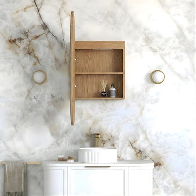 OTTI NOOSA WOODLAND OAK LED SHAVING CABINET WITH POWERPOINT 450X900MM