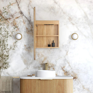 OTTI NOOSA WOODLAND OAK LED SHAVING CABINET WITH POWERPOINT 3 COLOUR LIGHTS 450X900MM