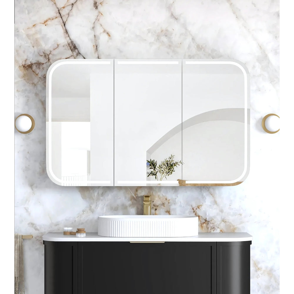 OTTI NEWPORT BLACK OAK LED SHAVING CABINET WITH POWERPOINT 1200X750MM