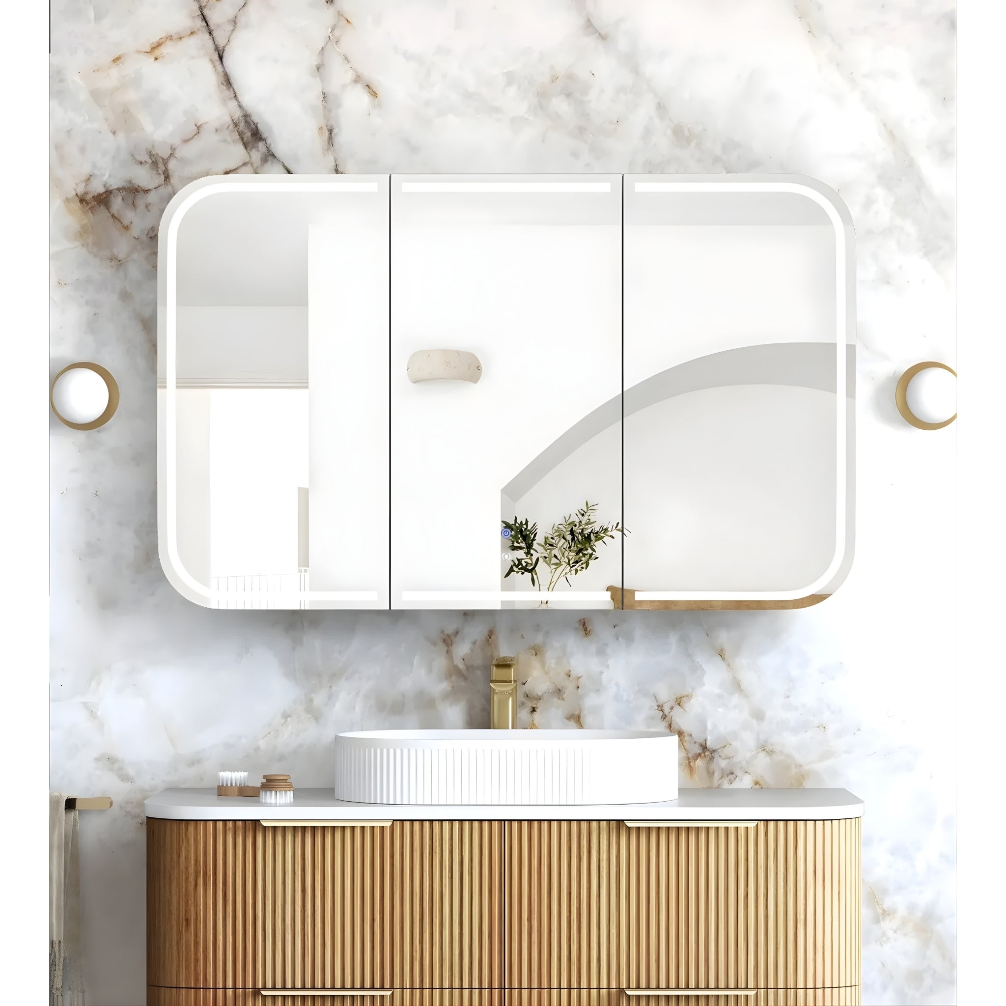 OTTI NEWPORT WOODLAND OAK LED SHAVING CABINET WITH POWERPOINT 1200X750MM