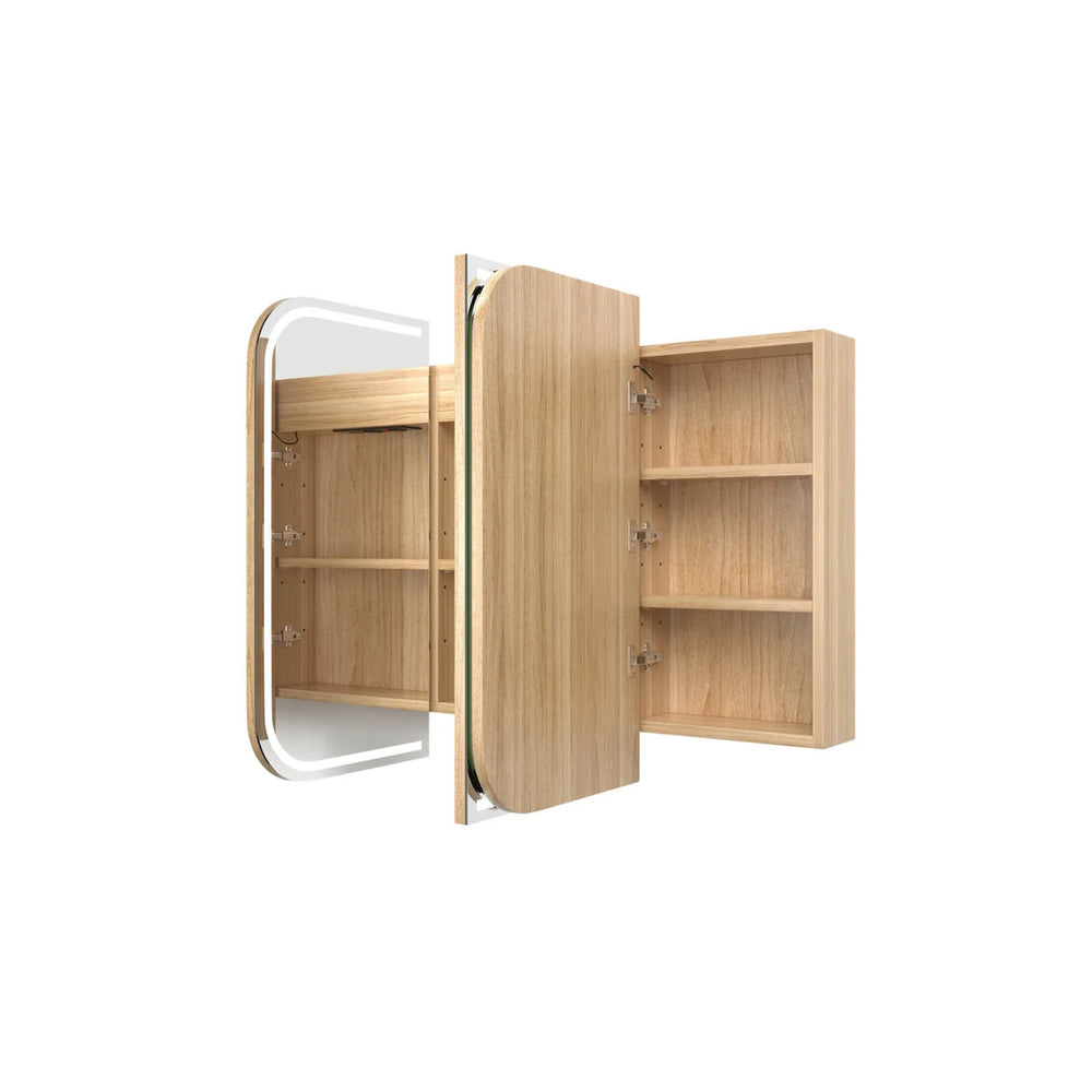 OTTI NEWPORT WOODLAND OAK LED SHAVING CABINET WITH POWERPOINT 3 COLOUR LIGHTS 1200X750MM
