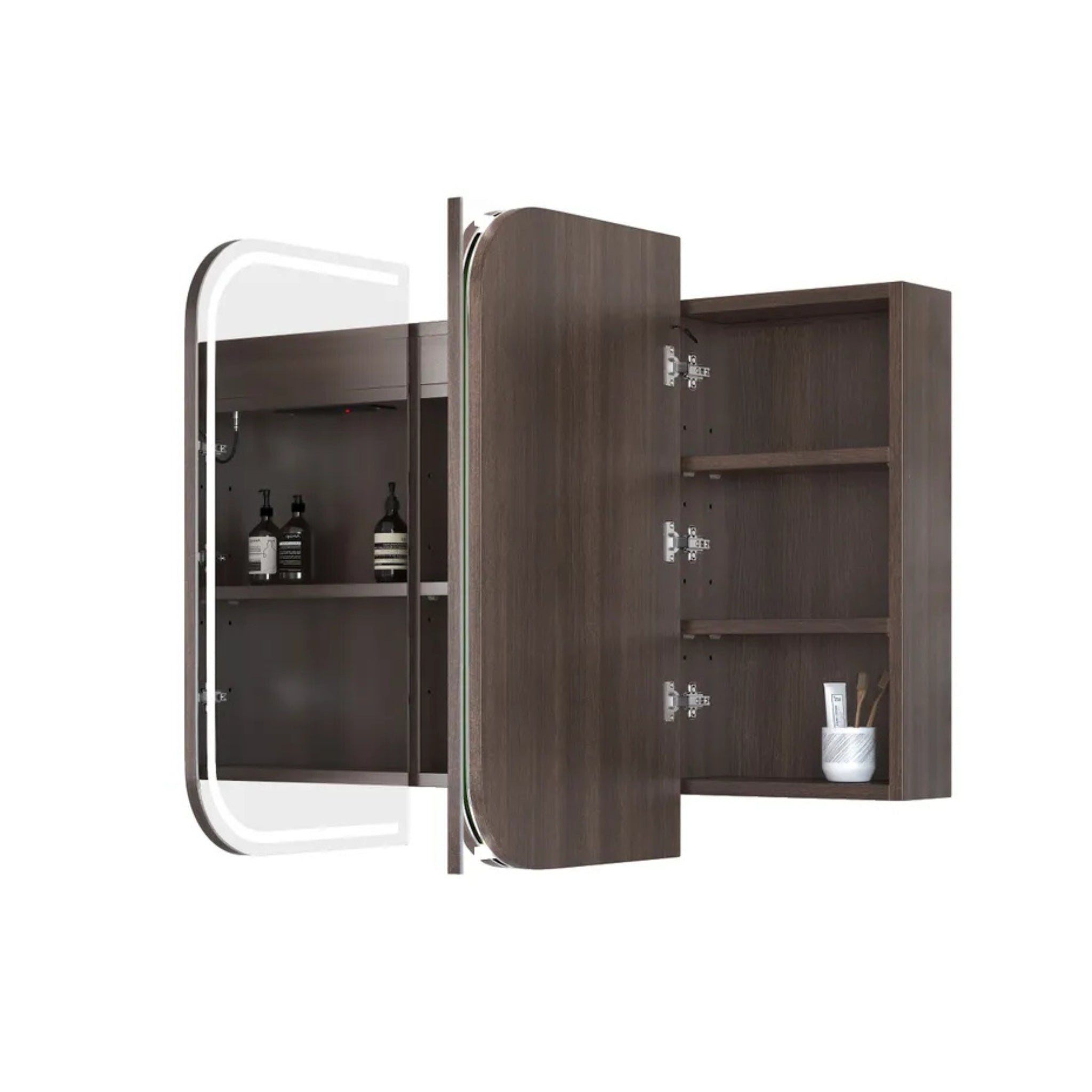 OTTI NEWPORT SABLE WALNUT LED SHAVING CABINET WITH POWERPOINT 3 COLOUR LIGHTS 1500X750MM