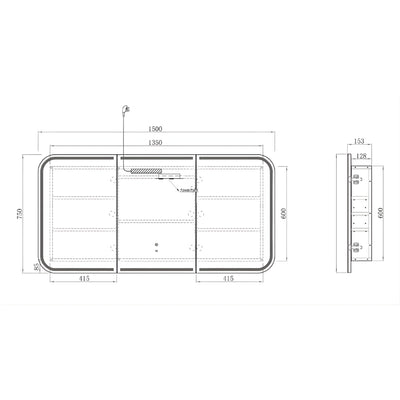 OTTI NEWPORT WOODLAND OAK LED SHAVING CABINET WITH POWERPOINT 1500X750MM