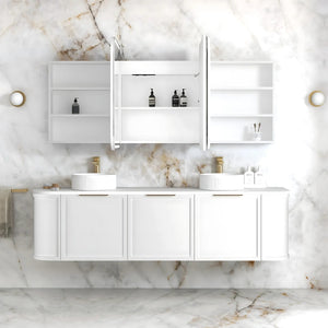 OTTI NEWPORT MATTE WHITE LED SHAVING CABINET WITH POWERPOINT 1800X750MM