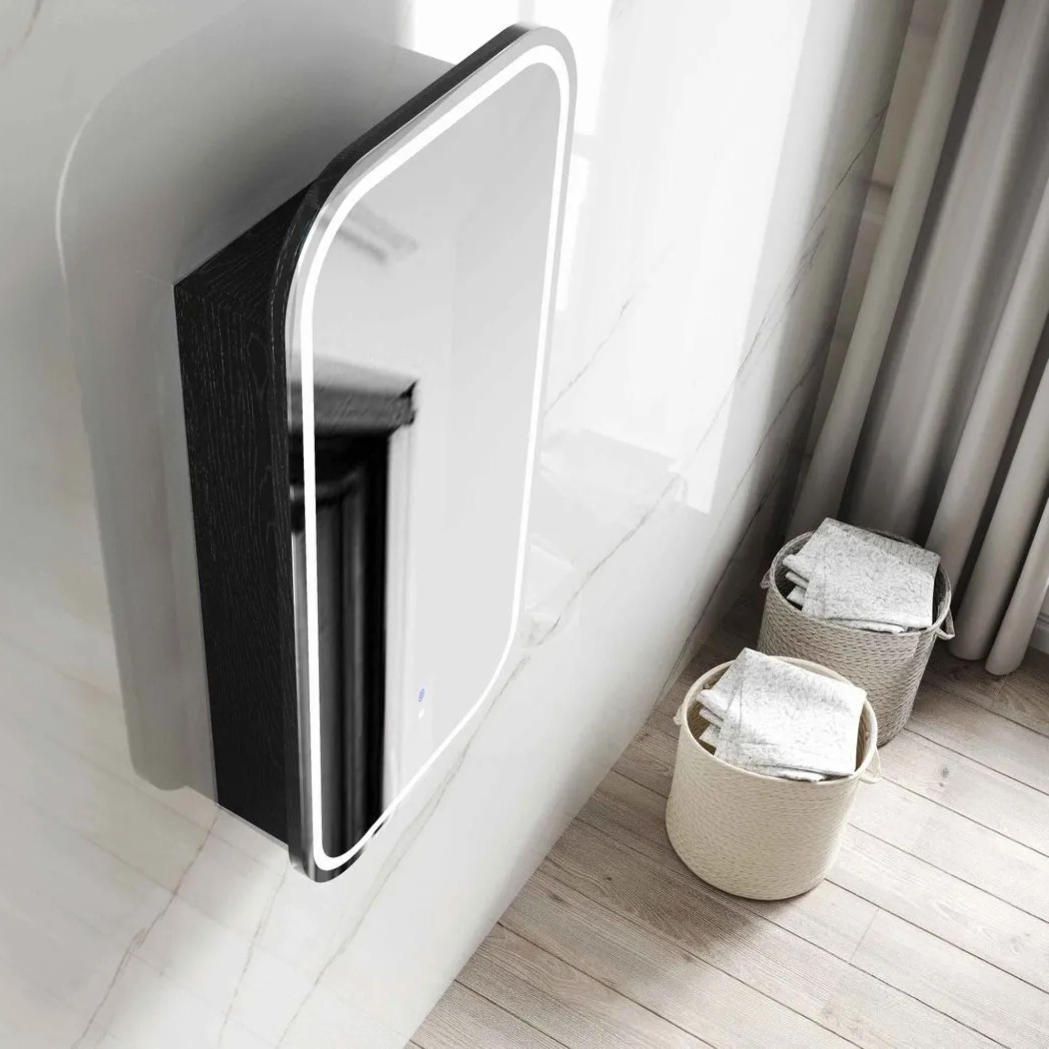 OTTI NEWPORT BLACK OAK LED SHAVING CABINET WITH POWERPOINT 450X900MM