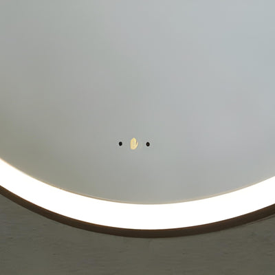 POSEIDON LUNA ROUND IRON FRAMED FRONTLIT LED MIRROR MATTE BLACK 600X600MM