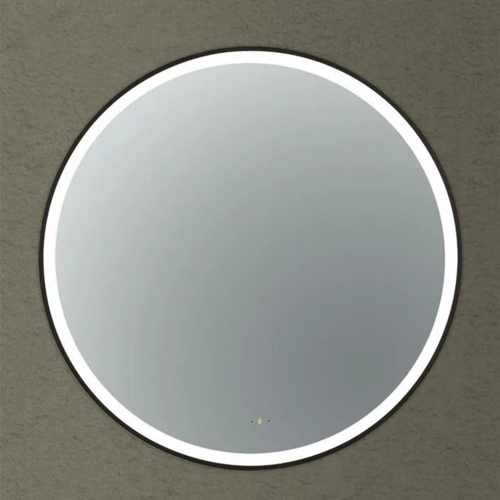 POSEIDON LUNA ROUND IRON FRAMED FRONTLIT LED MIRROR MATTE BLACK 900X900MM