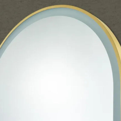 POSEIDON AURA ARCH IRON FRAMED FRONTLIT LED MIRROR BRUSHED GOLD 600X900MM