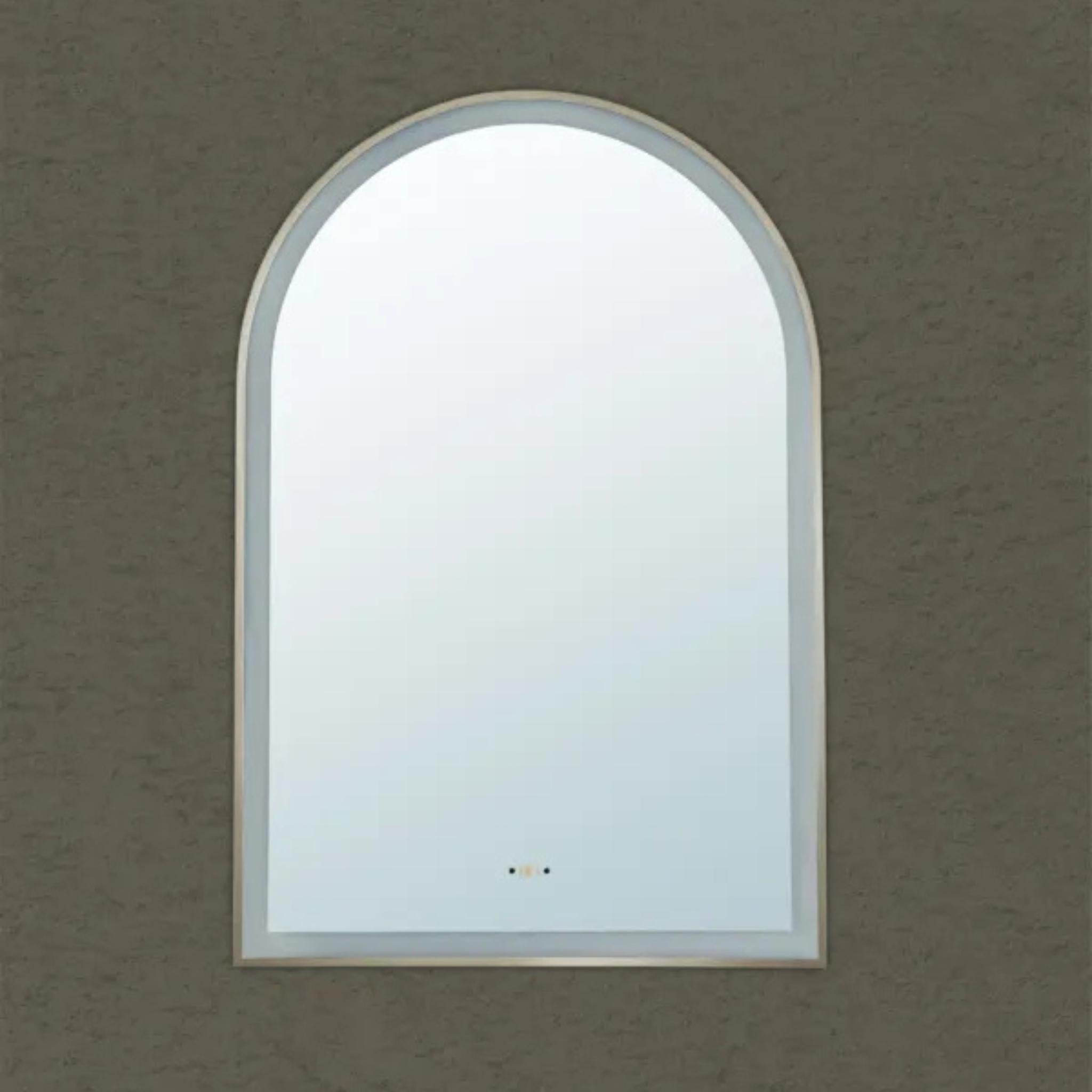 POSEIDON AURA ARCH IRON FRAMED FRONTLIT LED MIRROR BRUSHED NICKEL 600X900MM