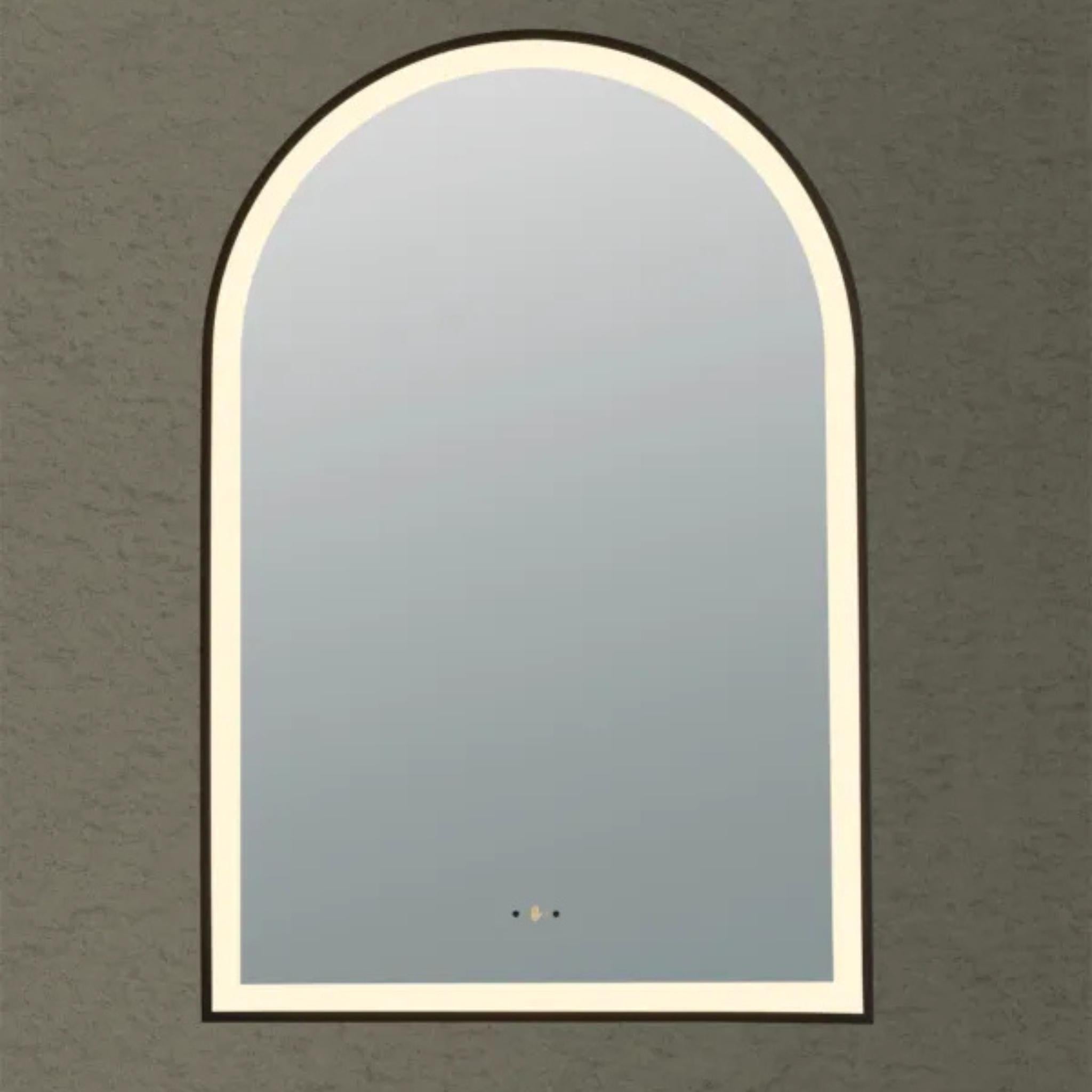 POSEIDON AURA ARCH IRON FRAMED FRONTLIT LED MIRROR MATTE BLACK 600X900MM