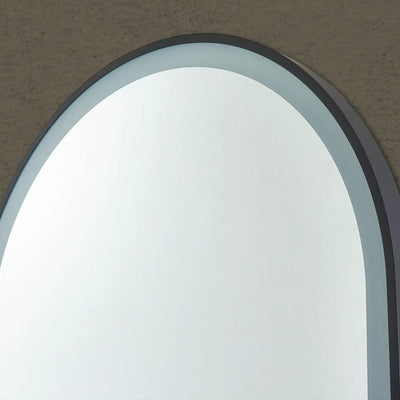 POSEIDON AURA ARCH IRON FRAMED FRONTLIT LED MIRROR MATTE BLACK 600X900MM