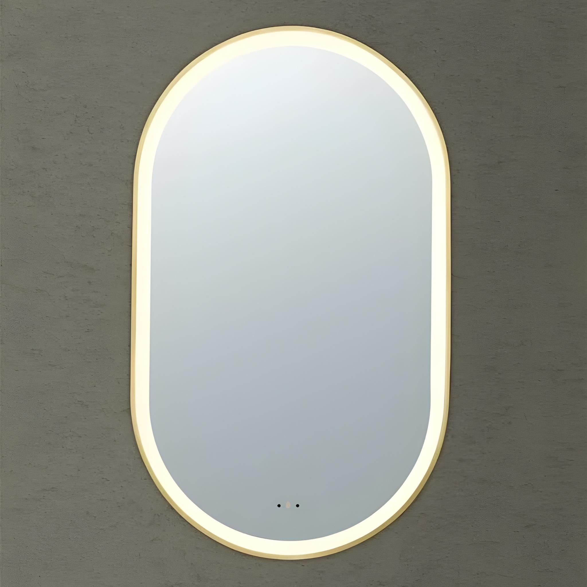 POSEIDON OLIVIA OVAL IRON FRAMED FRONTLIT LED MIRROR BRUSHED GOLD 600X1000MM