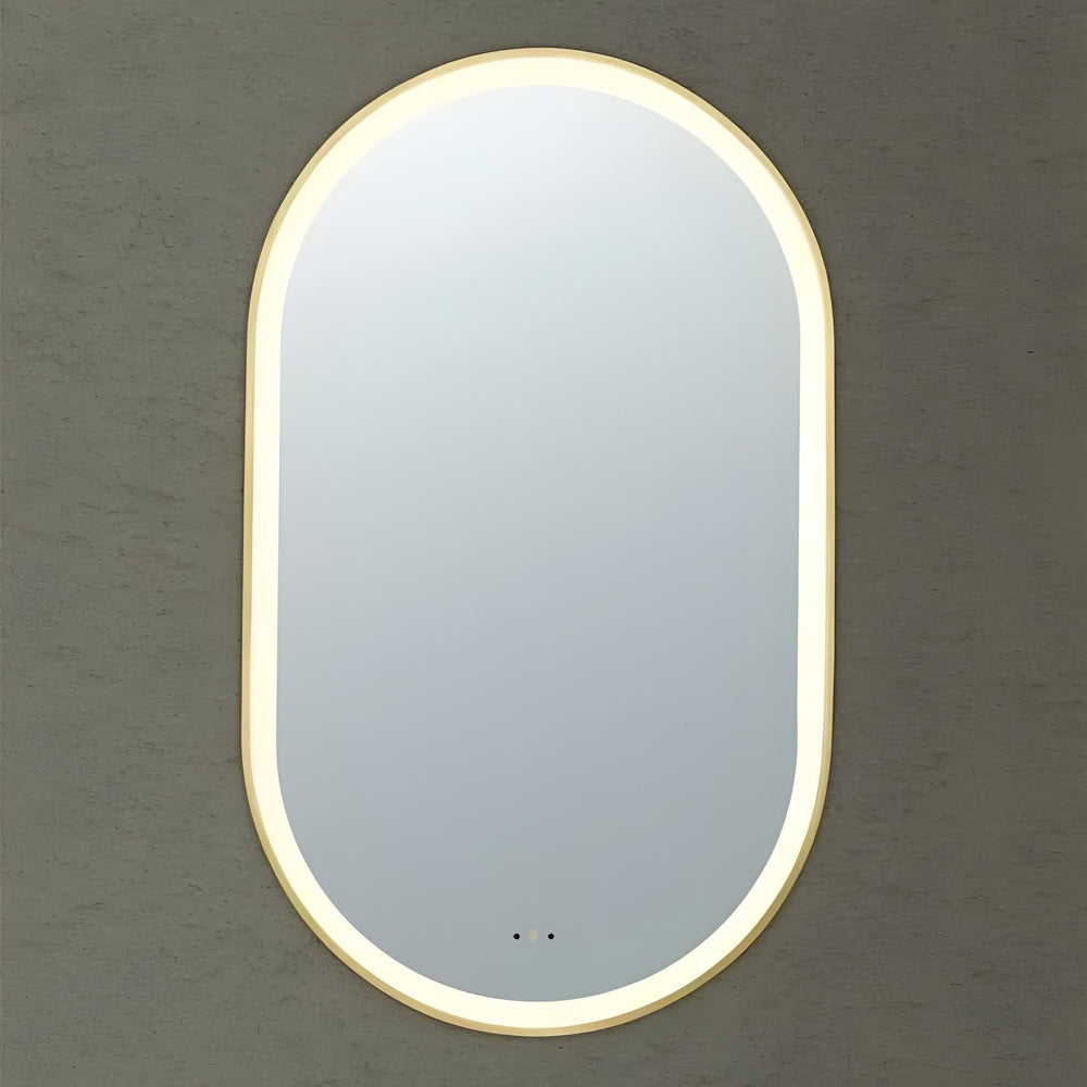 POSEIDON OLIVIA OVAL IRON FRAMED FRONTLIT LED MIRROR BRUSHED GOLD 600X1000MM