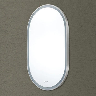 POSEIDON OLIVIA OVAL IRON FRAMED FRONTLIT LED MIRROR BRUSHED NICKEL 450X900MM