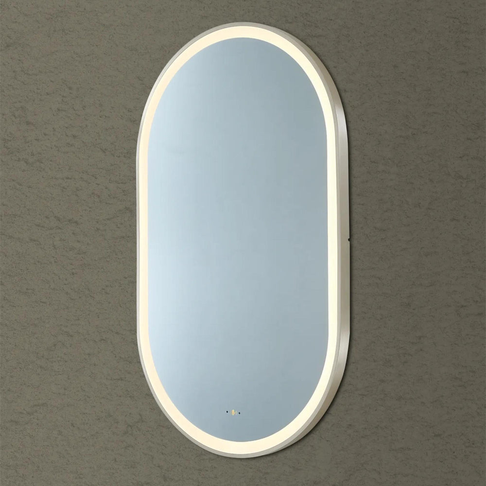 POSEIDON OLIVIA OVAL IRON FRAMED FRONTLIT LED MIRROR GUN METAL 450X900MM