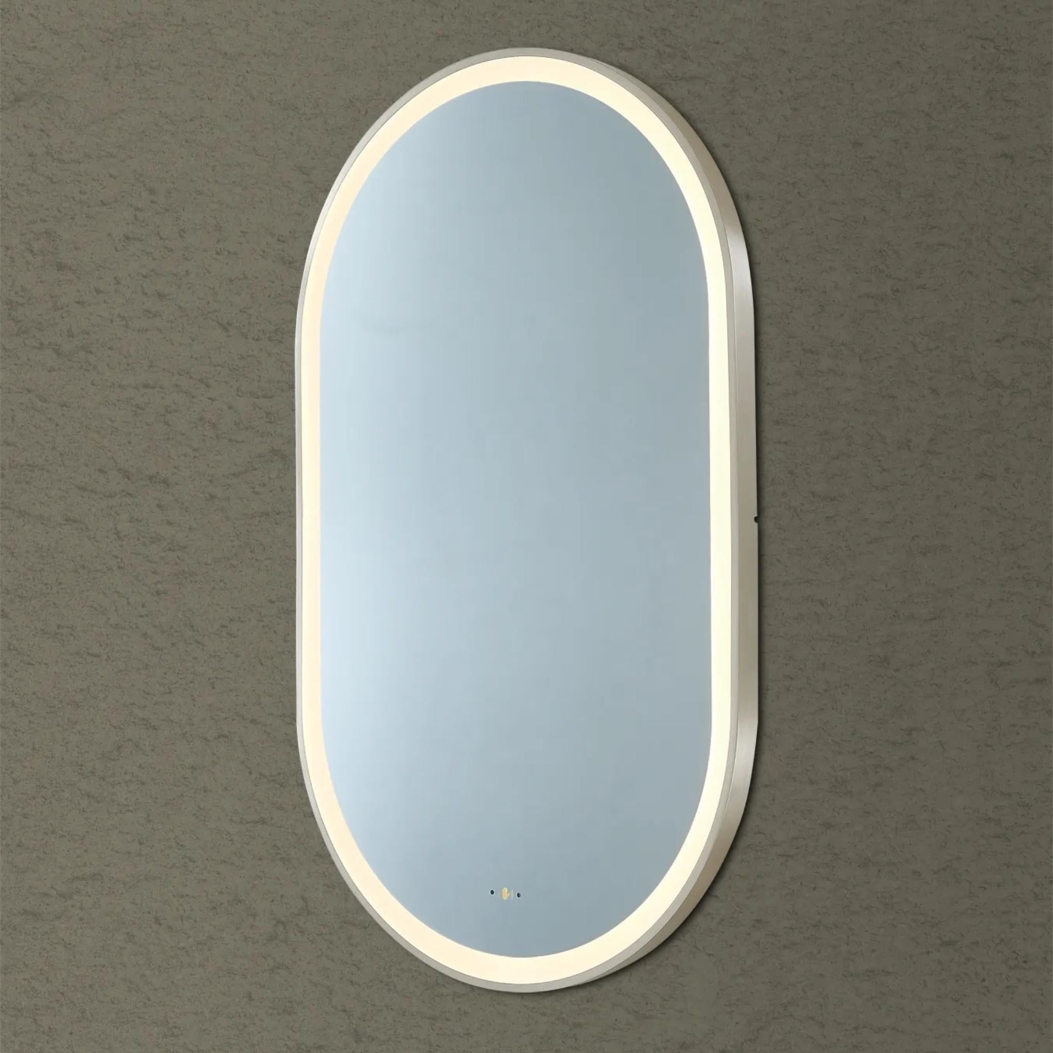 POSEIDON OLIVIA OVAL IRON FRAMED FRONTLIT LED MIRROR GUN METAL 450X900MM