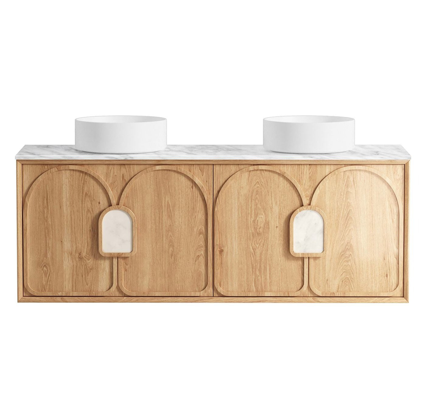 OTTI LAGUNA MARK II WOODLAND OAK 1500MM DOUBLE BOWL WALL HUNG VANITY