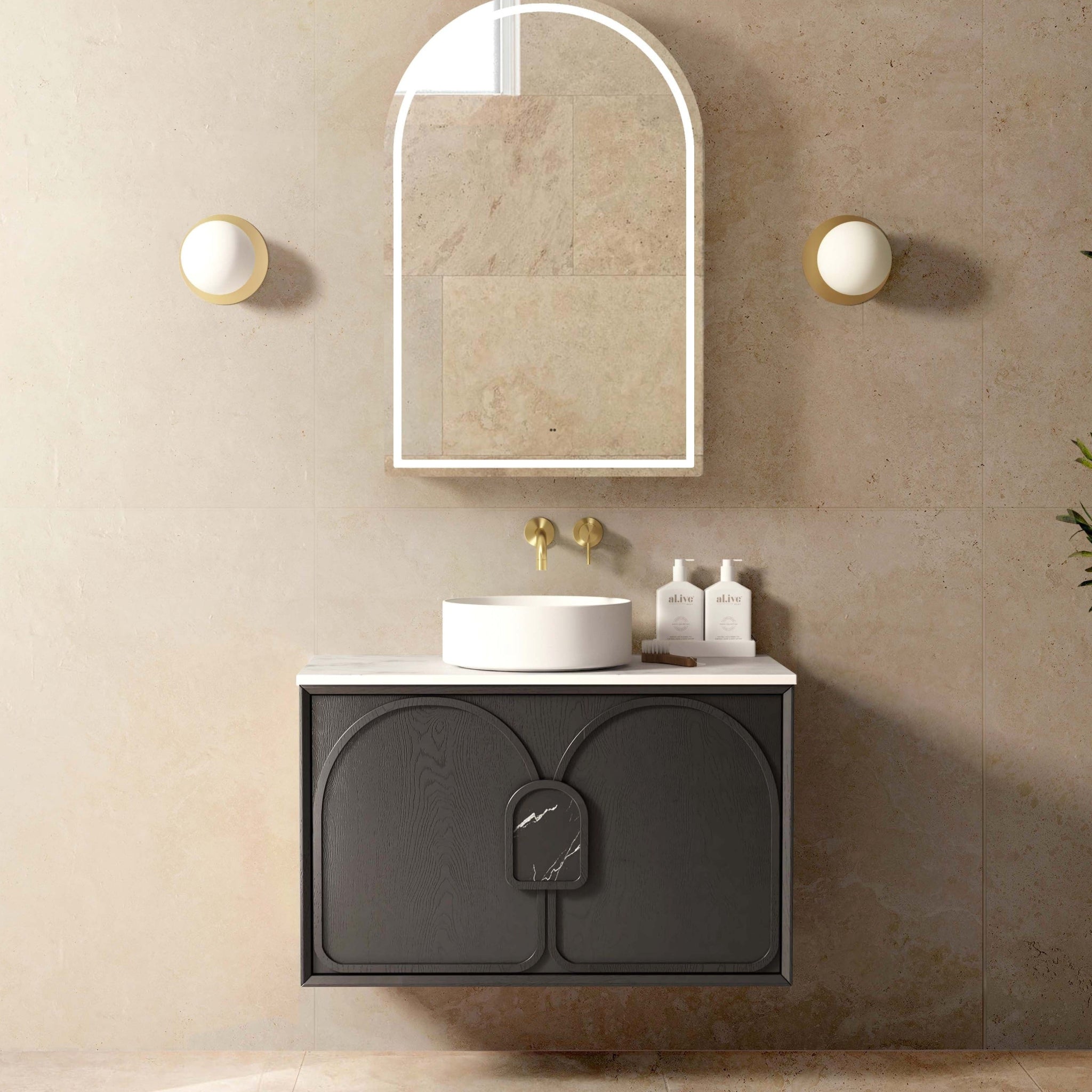 OTTI LAGUNA MARK II BLACK OAK 900MM SINGLE BOWL WALL HUNG VANITY