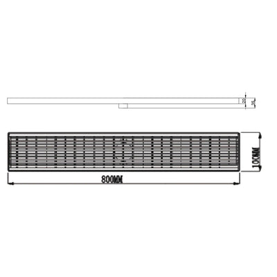 POSEIDON FLOOR GRILL DRAIN OUTLET GOLD 80MM (AVAILABLE IN 600MM, 800MM, 900MM, 1000MM AND 1200MM)