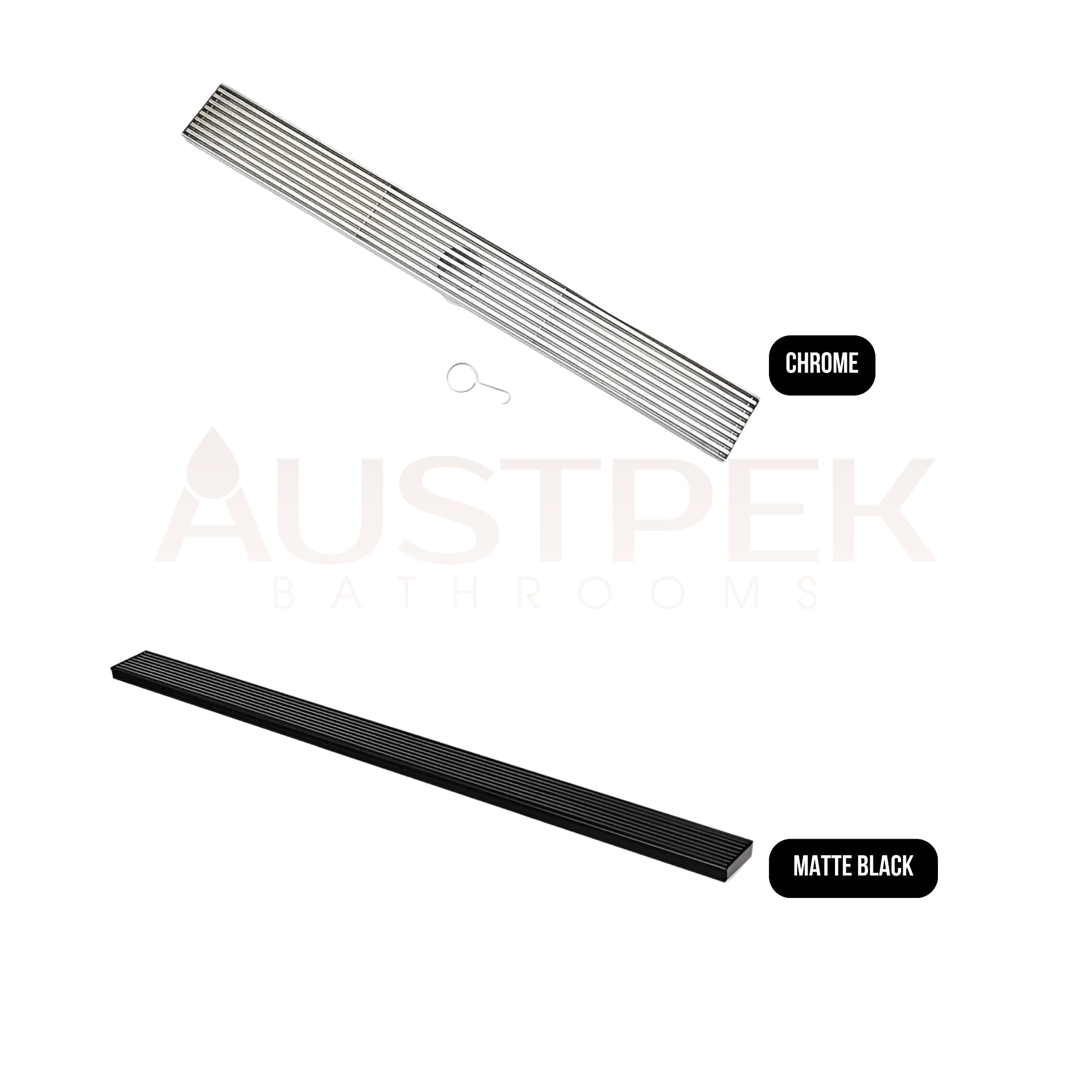 POSEIDON LGFD FLOOR GRATE OUTLET 80MM CHROME 600MM, 800MM, 900MM, 1000MM AND 1200MM