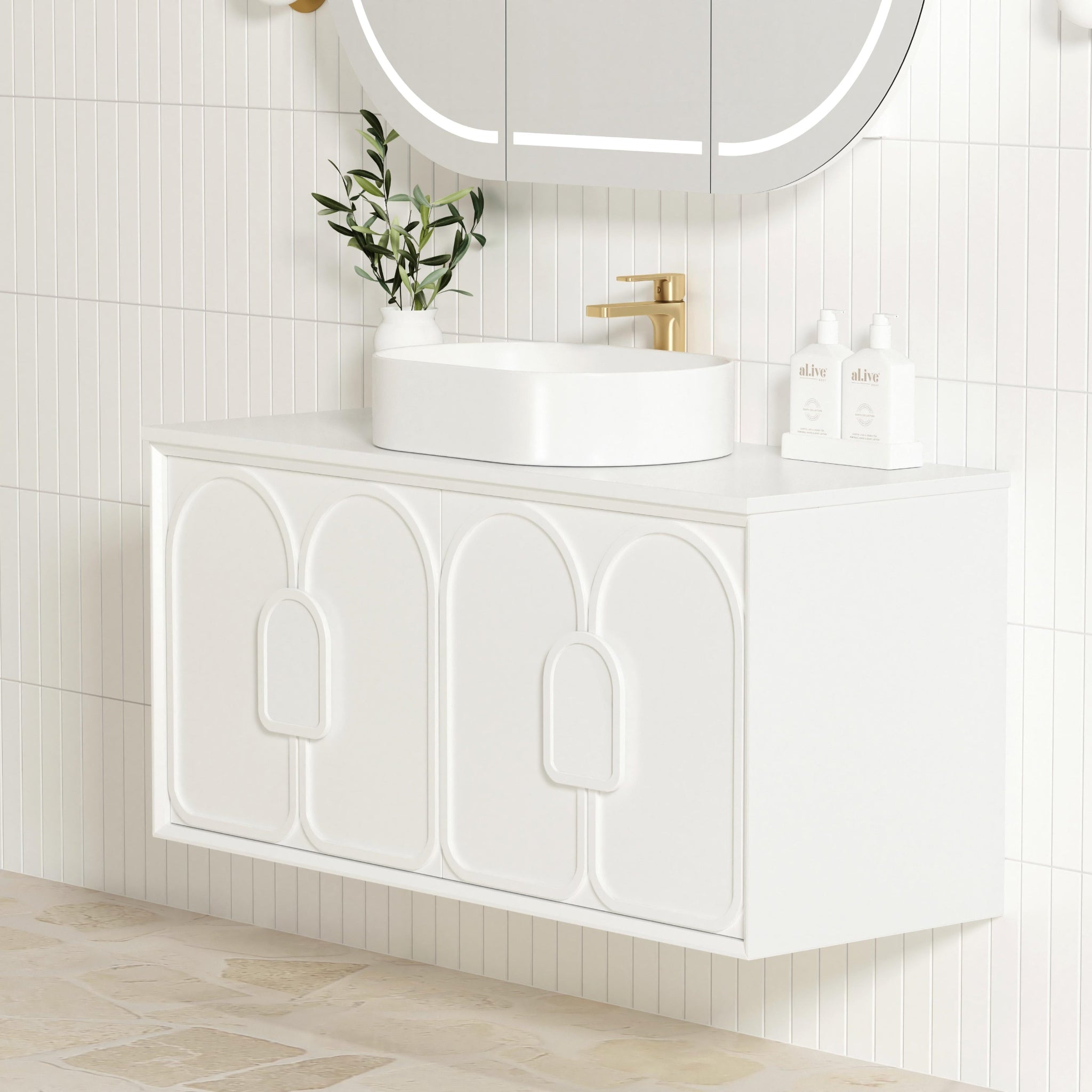 OTTI LAGUNA MARK II MATTE WHITE 1200MM SINGLE BOWL WALL HUNG VANITY