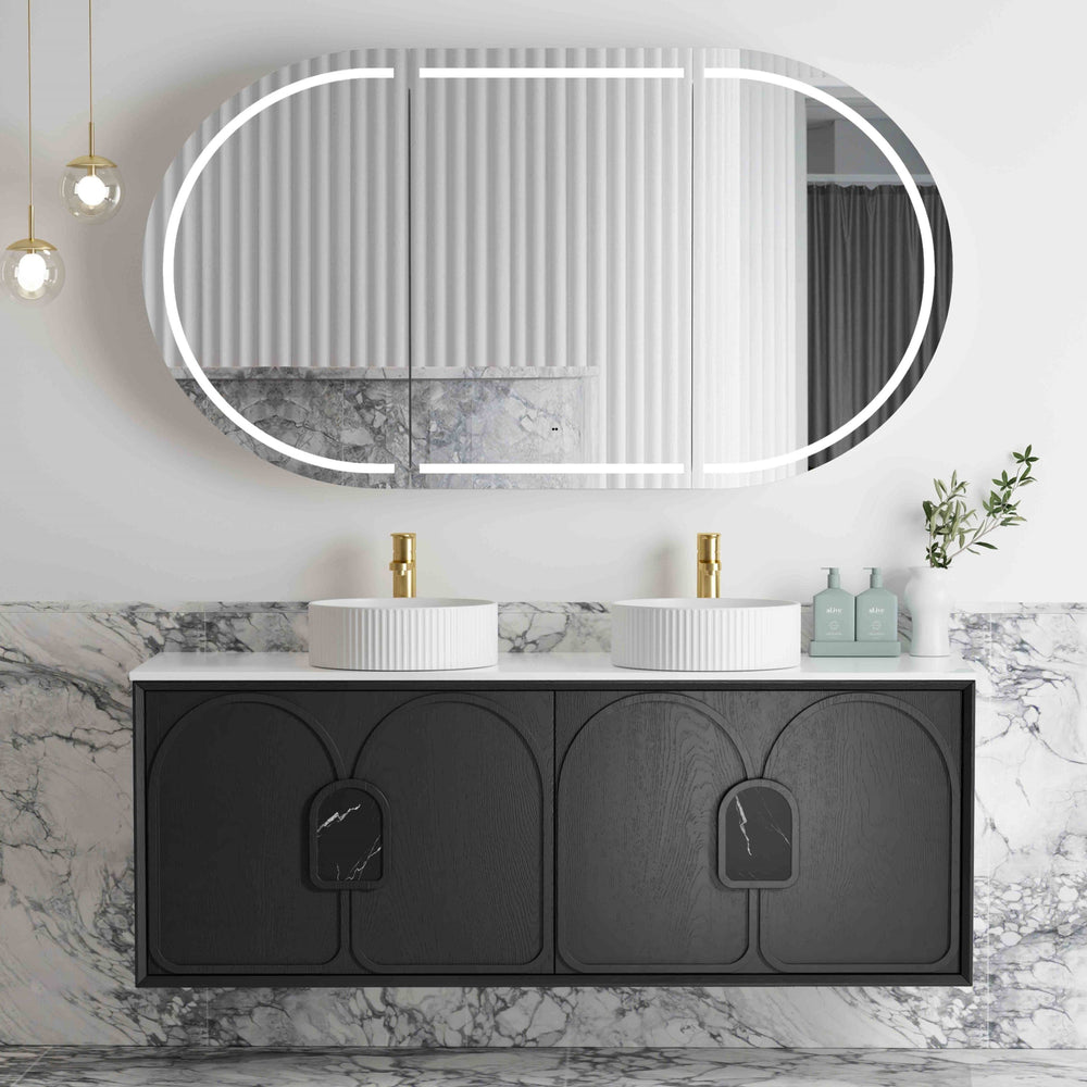 OTTI LAGUNA MARK II BLACK OAK 1500MM DOUBLE BOWL WALL HUNG VANITY