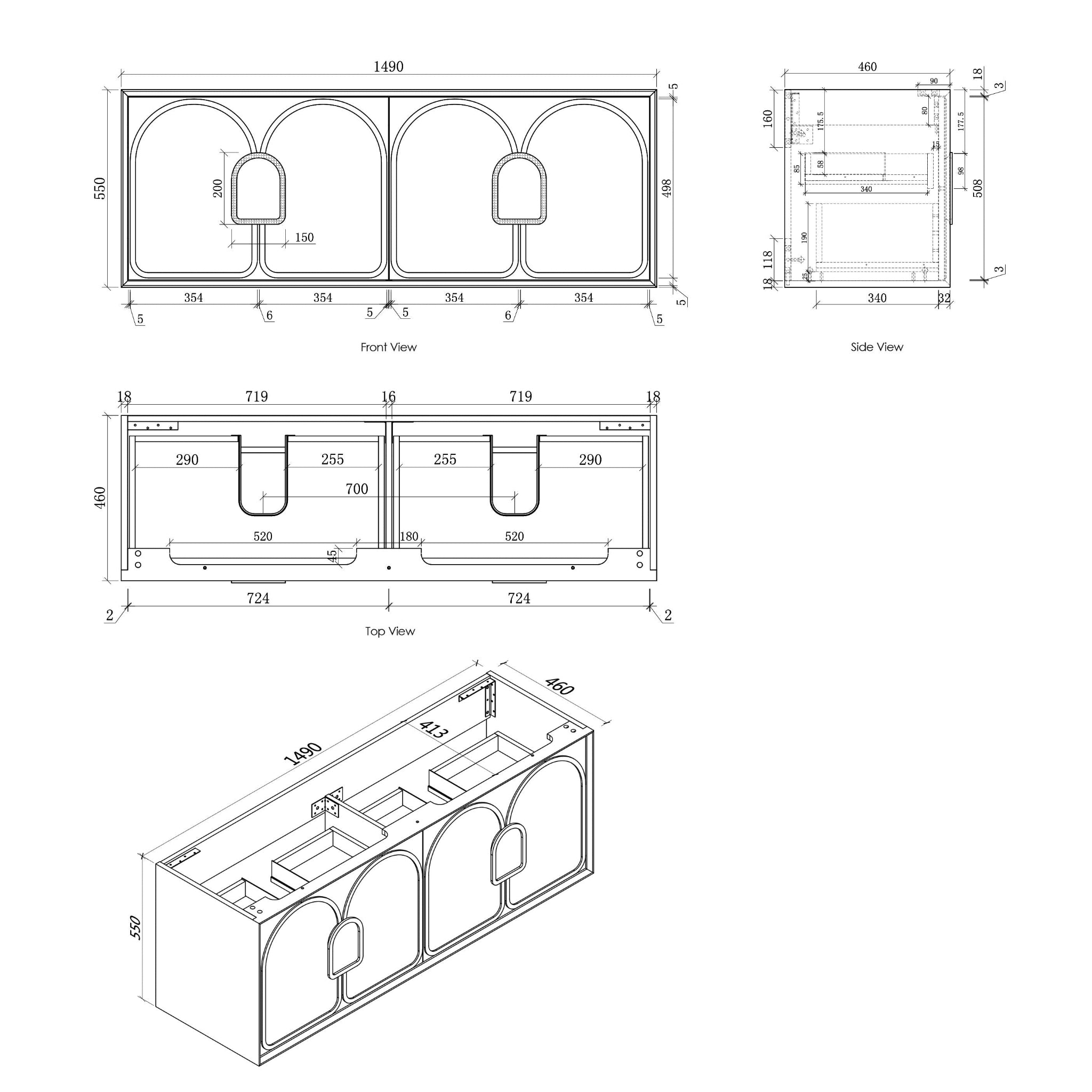 OTTI LAGUNA MARK II MATTE WHITE 1500MM DOUBLE BOWL WALL HUNG VANITY