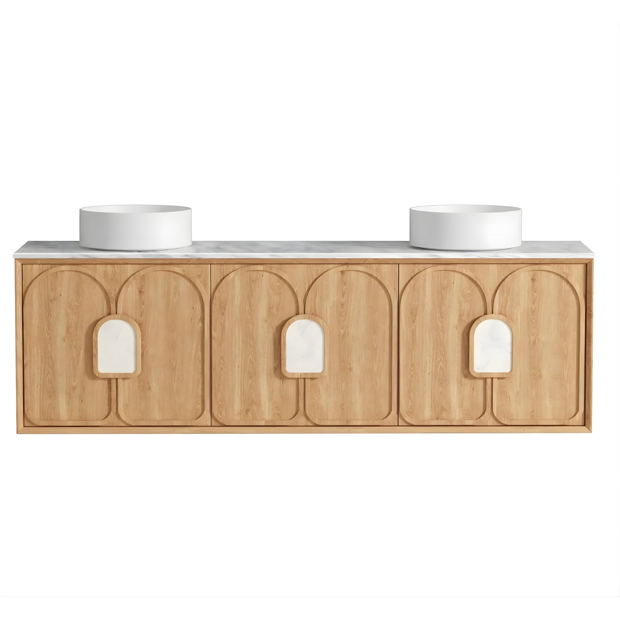 OTTI LAGUNA MARK II WOODLAND OAK 1800MM DOUBLE BOWL WALL HUNG VANITY