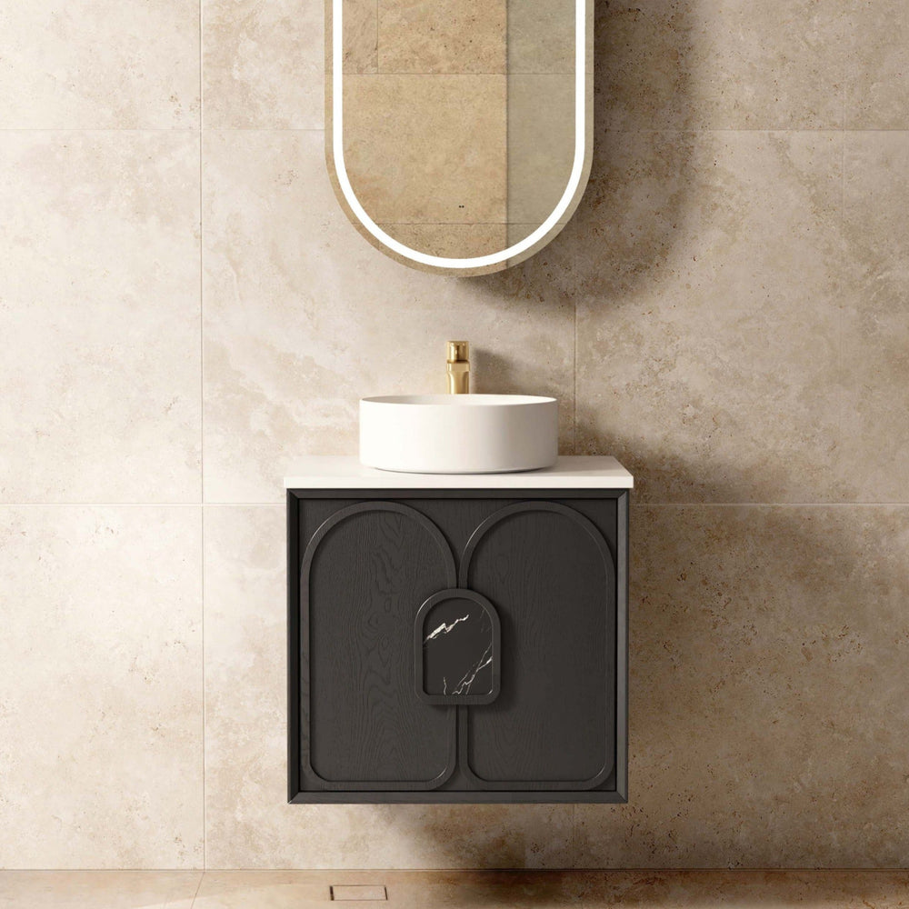 OTTI LAGUNA MARK II BLACK OAK 600MM SINGLE BOWL WALL HUNG VANITY
