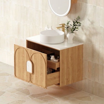 OTTI LAGUNA MARK II WOODLAND OAK 600MM SINGLE BOWL WALL HUNG VANITY