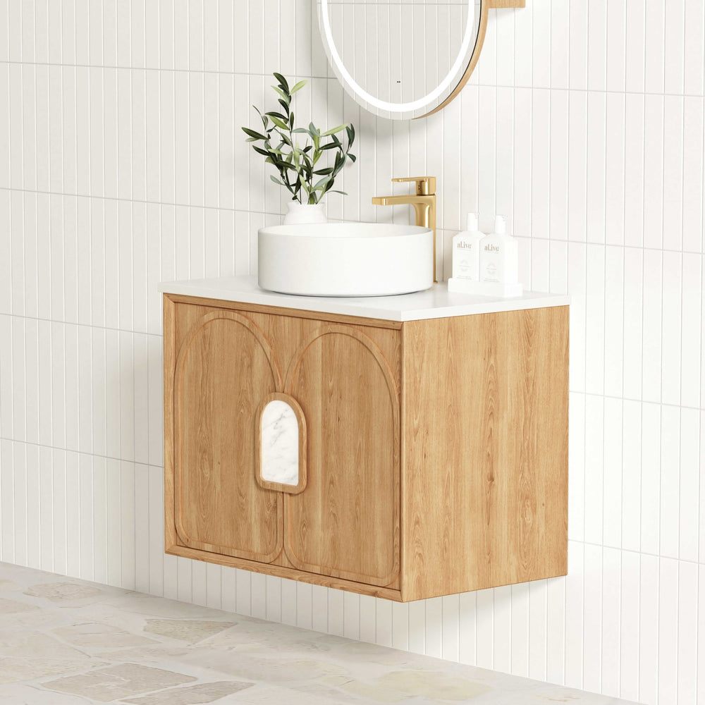 OTTI LAGUNA MARK II WOODLAND OAK 600MM SINGLE BOWL WALL HUNG VANITY